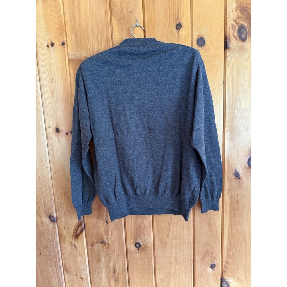Fiesole Mens L Ribbed Mock Neck Knit Wool Pullover Sweater Gray Made Italy